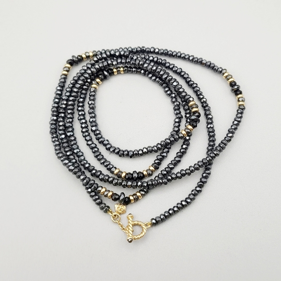 David Yurman Osetra Tweejoux Necklace with Hematine, Black Onyx and 18K Gold - Picture 3 of 15